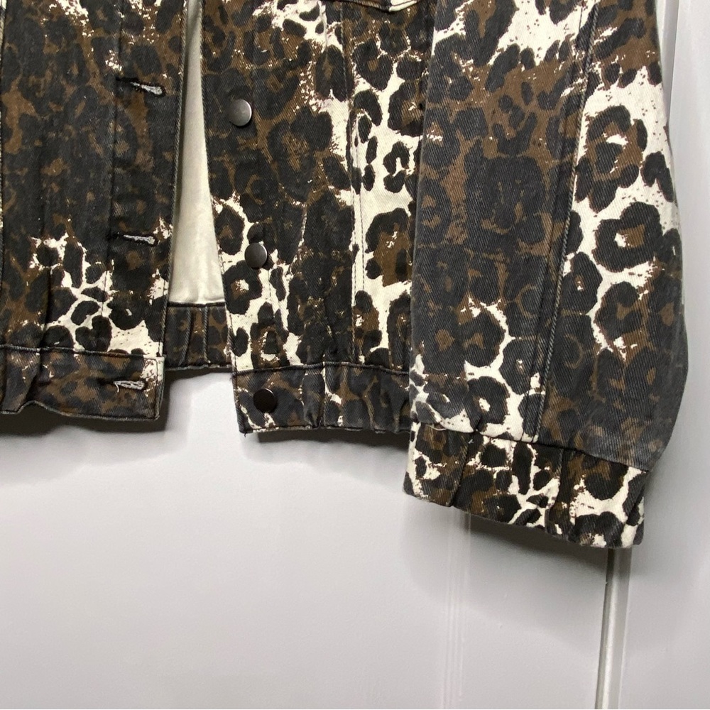 Promesa Concrete Jungle Leopard Print Denim Jacket size L NEW - Picture 8 of 14